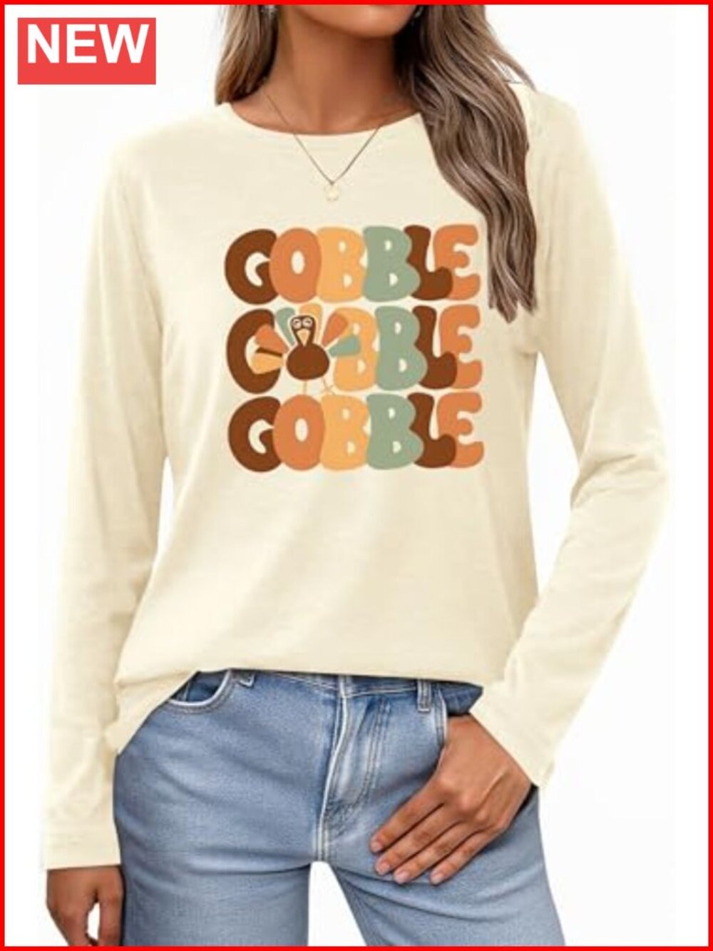 Thanksgiving Long Sleeve Tee Women Funny Turkey Graphic Fall Top